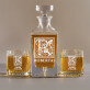 Nusipelnė stiklinės viskio - Graviruotų grafino ir viskio taurių rinkinys