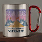 Visada pirmas viršunėje - Metalinis puodelis su karabinu